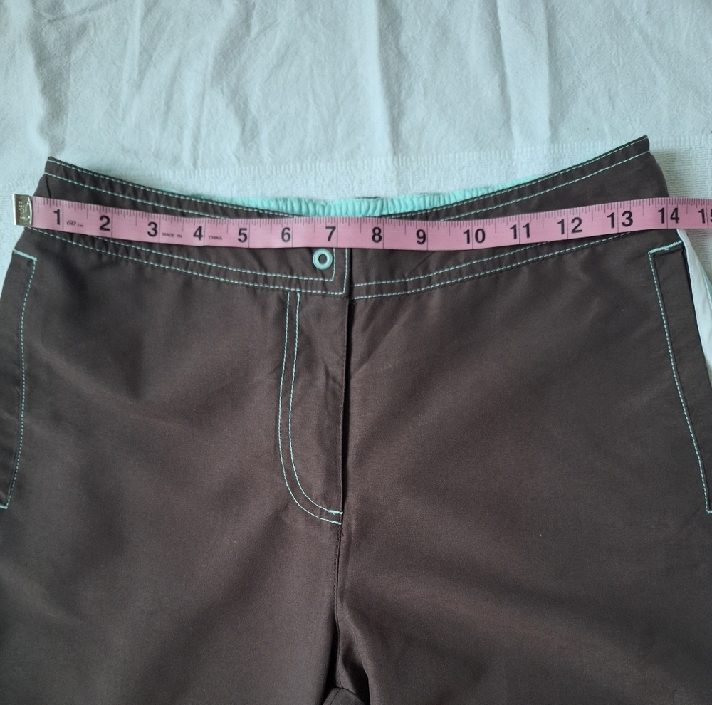 GreenTea Brown Wide Leg Pants with White Accents - Picture 4 of 10